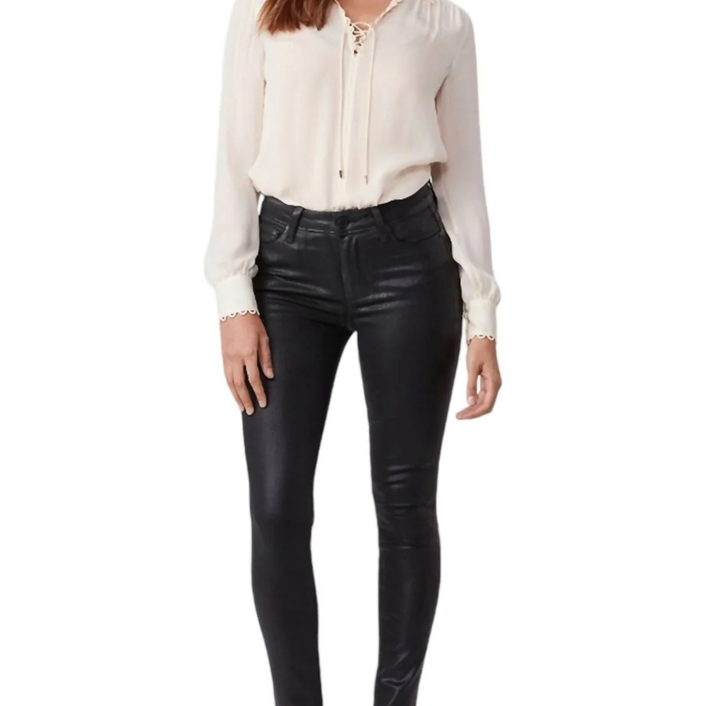 PAIGE Coated Black Hoxton Skinny Jeans 24 New